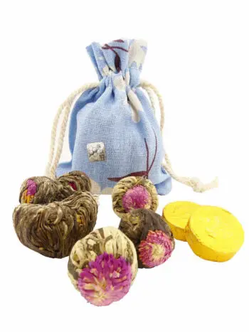 Herbata Kwitnąca 5 sztuk + 2 sztuki prasowanej w lnianym woreczku - różne wzory - obrazek 4