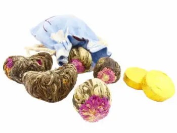 Herbata Kwitnąca 5 sztuk + 2 sztuki prasowanej w lnianym woreczku - różne wzory - obrazek 3