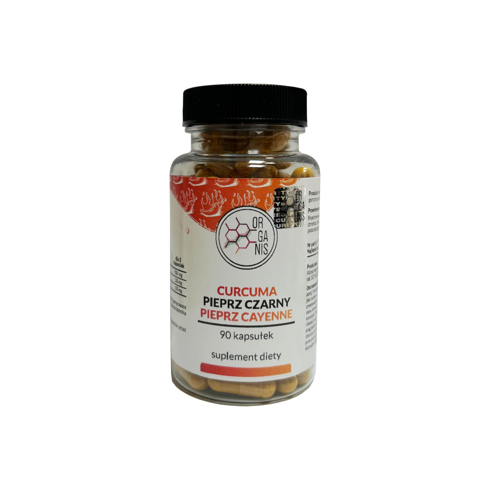 CURCUMA, PIEPRZ CZARNY I PIEPRZ CAYENNE - 390 mg - 90 kapsułek