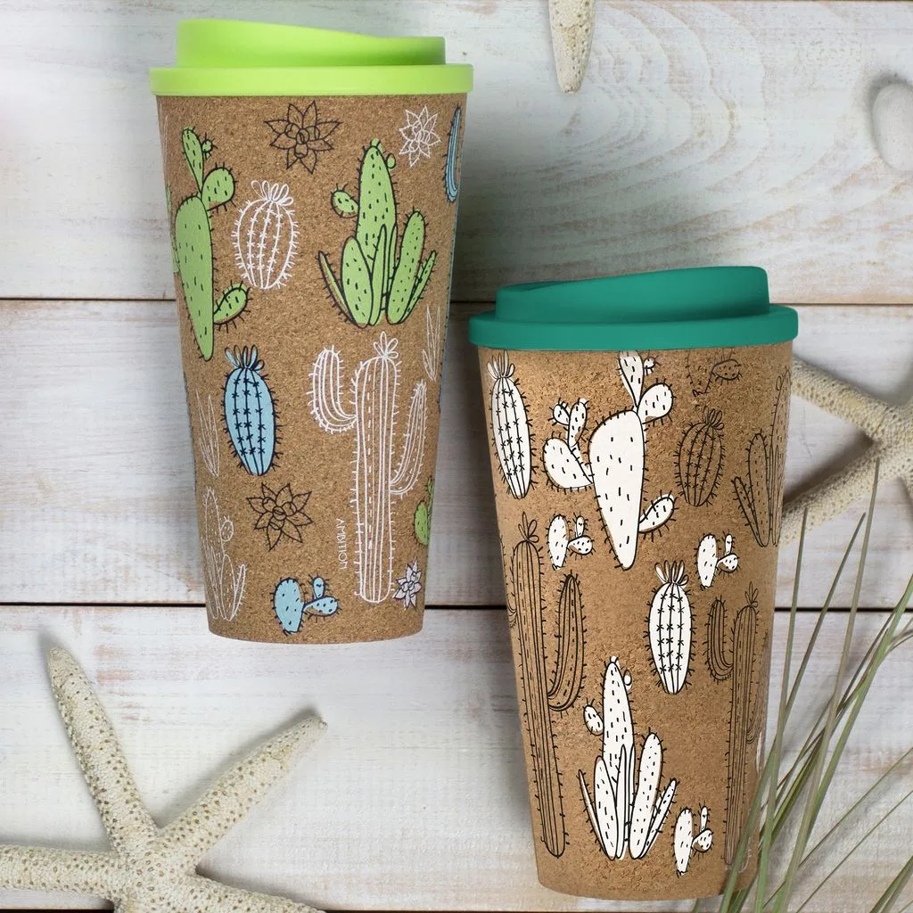 kubek-korkowy-cactus-450-ml-kolorowy-ambition-99612-12 Kubek podróżny KAKTUS z korka 450 ml - obrazek 1